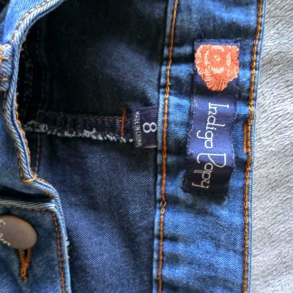 Indigo poppy skinny crop jeans